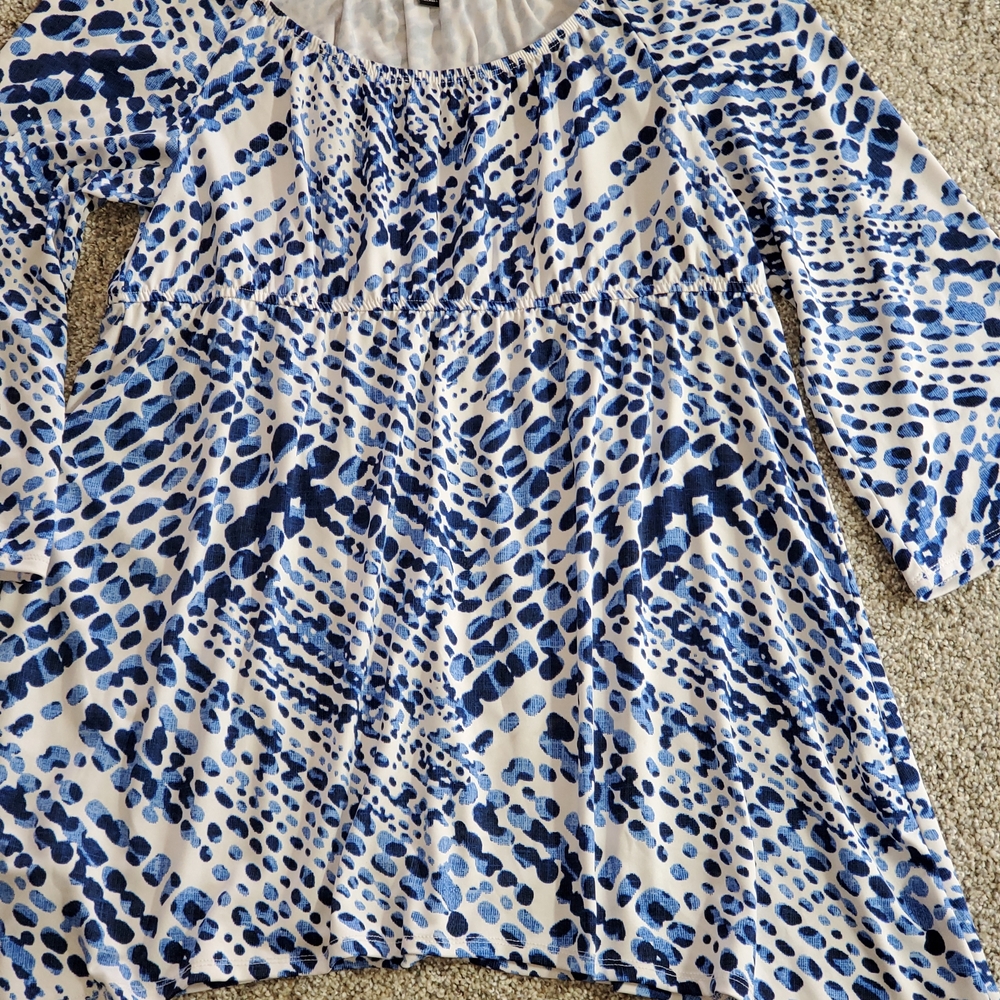 Slinky Brand Blue and White Tunic Top